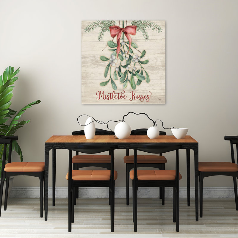 «Mistletoe Kisses», art floral typographique des Fêtes, H 32 po x l 32 po