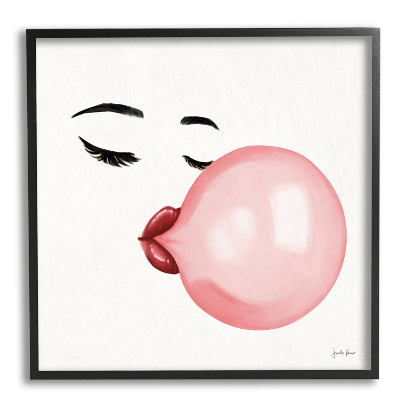 «Glamour Face Blowing Bubble Gum Bold Lips XXL», art mural sur toile tendue par Janelle Penner, H 24 po x l 24 po x P 1,5 po