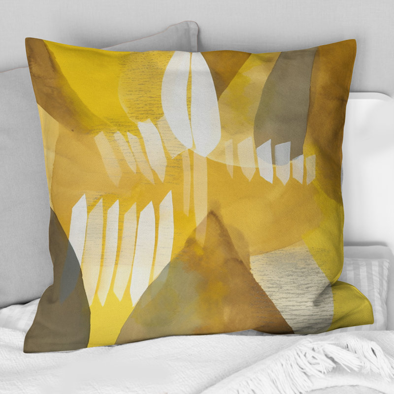 Coussin décoratif moutarde jaune à motif de rêves rétro aquarelle VI