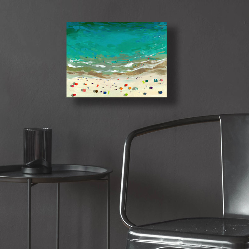 Art mural en verre épique «Aérien Beach» par Brook Page, 16 po x 12 po