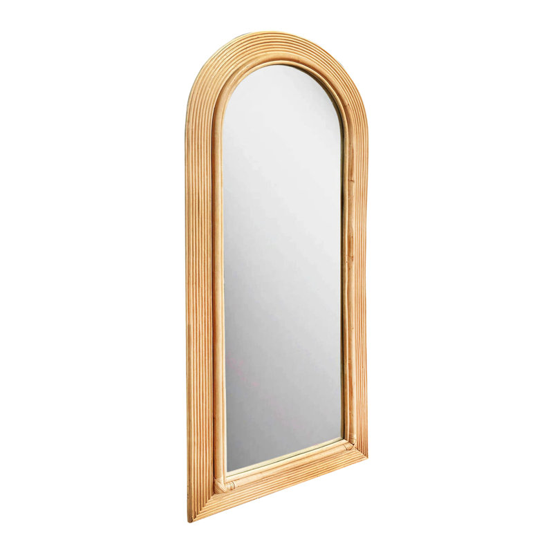 Miroir de plancher en rotin 70 po, Naturel