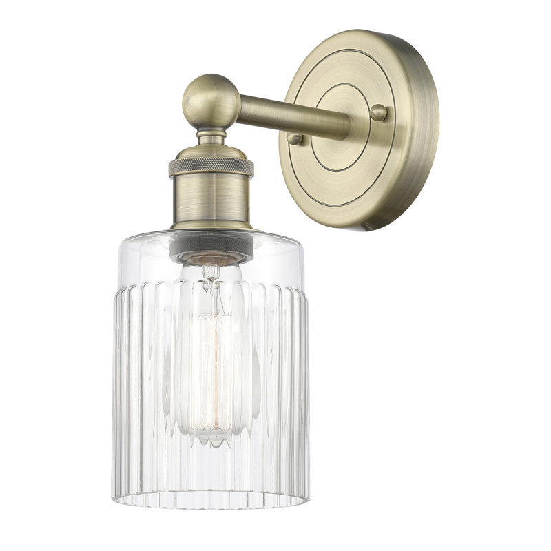 Applique murale à bras 1 lumière Kamena, Transparent, Laiton antique