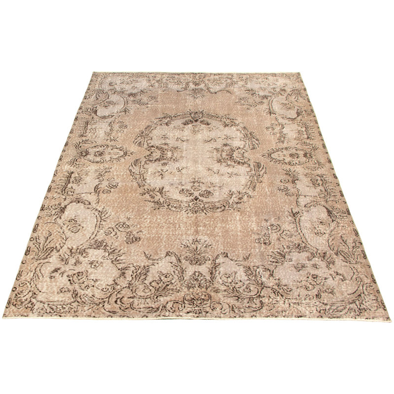 Tapis décoratif gris/brun clair en laine de conception unique noué à la main des années 1980 6 pi 4 po x 9 pi 9 po Dessalines