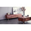 Meuble télé  Mid-Century, console média moderne en bois avec tiroirs, pieds dorés-87683860