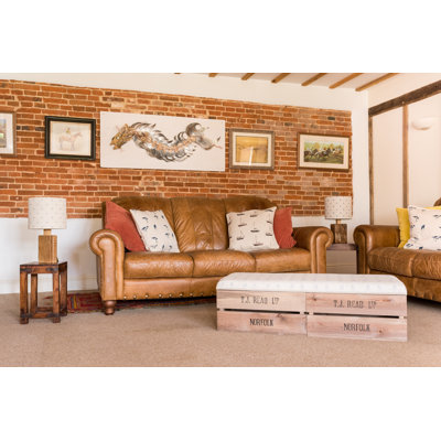 Linen Blend Upholstered Storage Bench