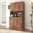 70.87" Tall Wardrobe& Kitchen Cabinet, With 6-Doors, 1-Open Shelves And 1-Drawer For Bedroom,Walnut-1892426409