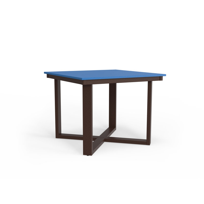 Calla Outdoor Square Dining Table, Chocolate Brown, Pacific Blue