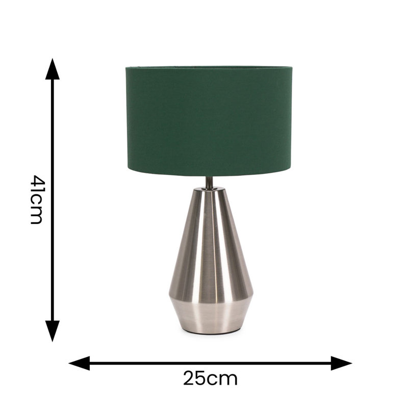 Metal Table Lamp, Silver, Forest Green