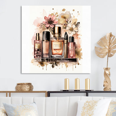 Rose et or, maquillage boho chic et beauté I, impression sur toile