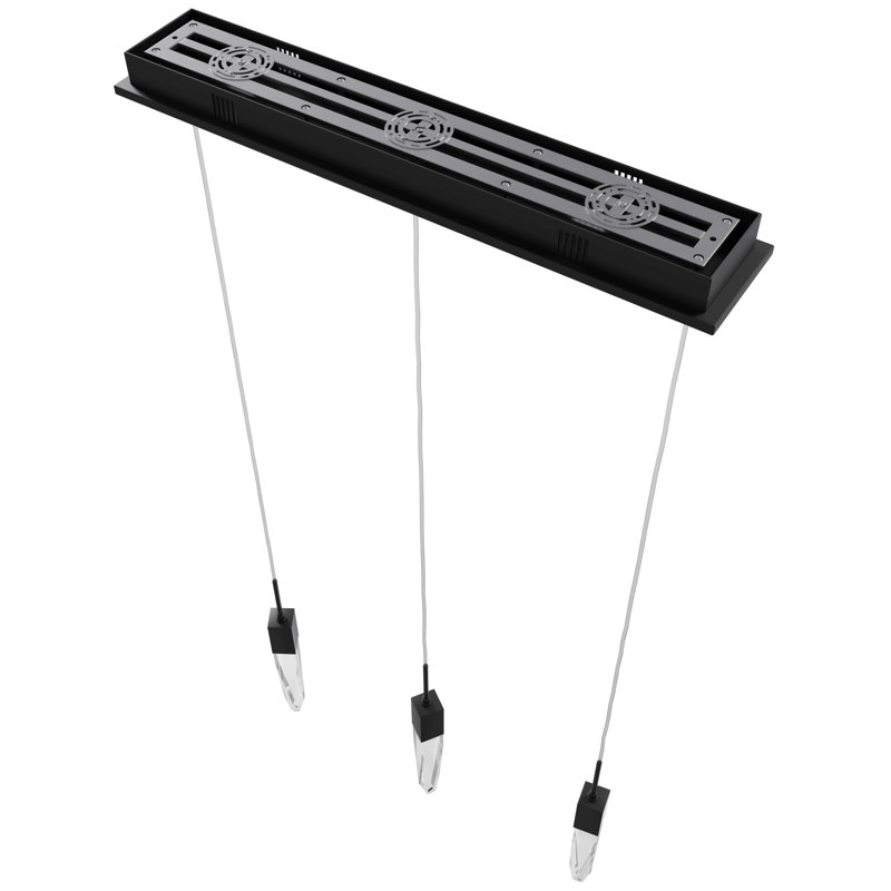 Aspen 3 - Light Pendant, Matte Black, Clear Hand-Carved K9