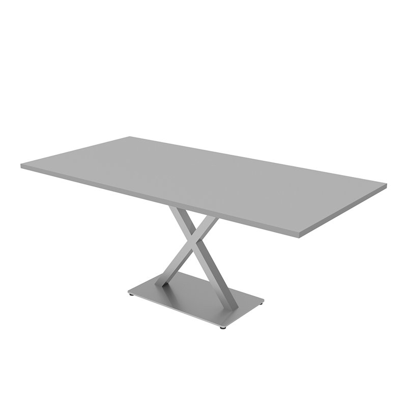 Rectangle Conference Table with Metal X Base, 72" L x 36" W, Fog Gray, Silver