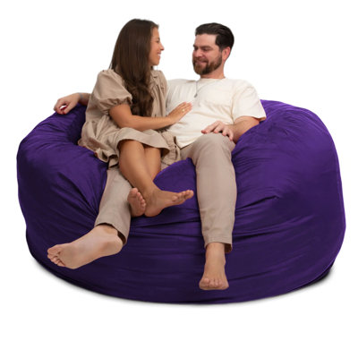  | Fauteuil à billes 6 pi | Rembourrage en mousse - Housse lavable amovible, suède mauve