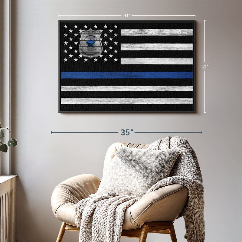 Our America «Police Blue Line USA Flag», H 21 po x l 31 po