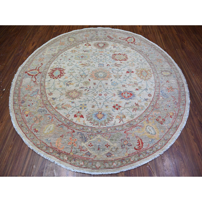 Tapis ivoire unique en laine 8 pi x 8 pi Zorana