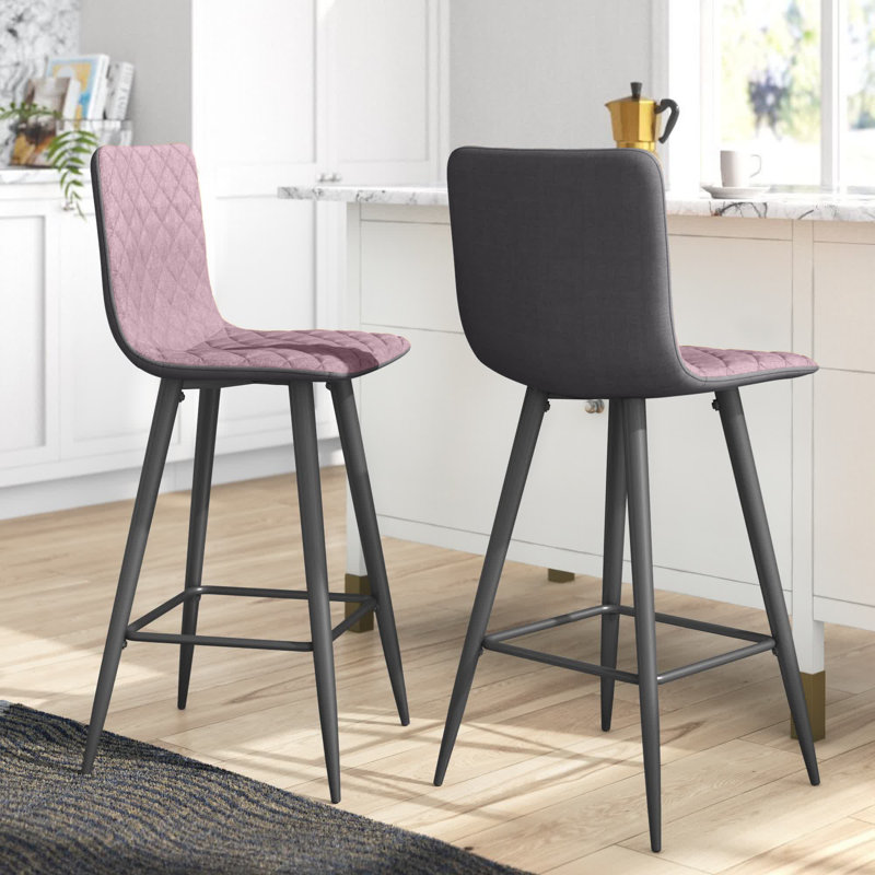 Agda Upholstered Counter Stool with Metal Frame, Lilac
