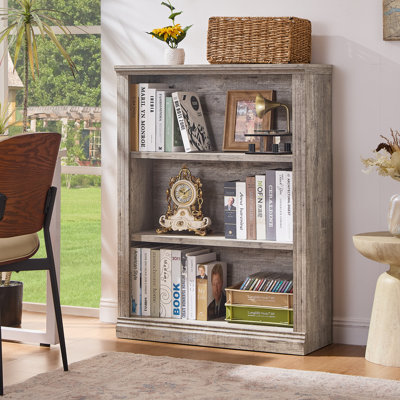Bibliothèque de 43 po de hauteur, bibliothèque à 3 niveaux en bois épais avec tablettes réglables, bibliothèque de ferme autoportante avec rangement ouvert, bibliothèque de plancher rétro pour salon, bureau