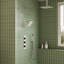 Système de douche thermostatique à double effet pluie de 30 cm (12 po) à montage au plafond, avec douchette murale de 15 cm (6 po) et douchette à main.-107861223
