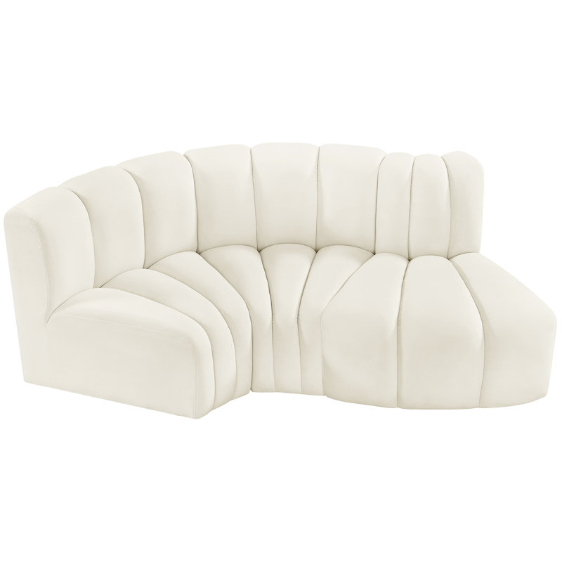 Hubertus Upholstered Curved Sectional Reversible, Cream Velvet