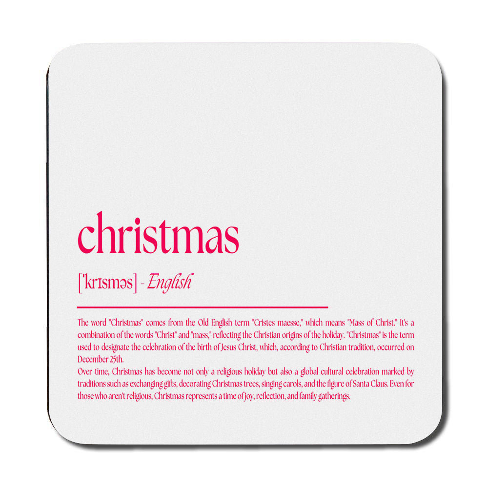 Christmas Placemats And Coaster Set With Pink Text Design