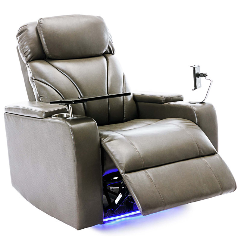 Fauteuil inclinable électrique en cuir Camala, Similicuir gris