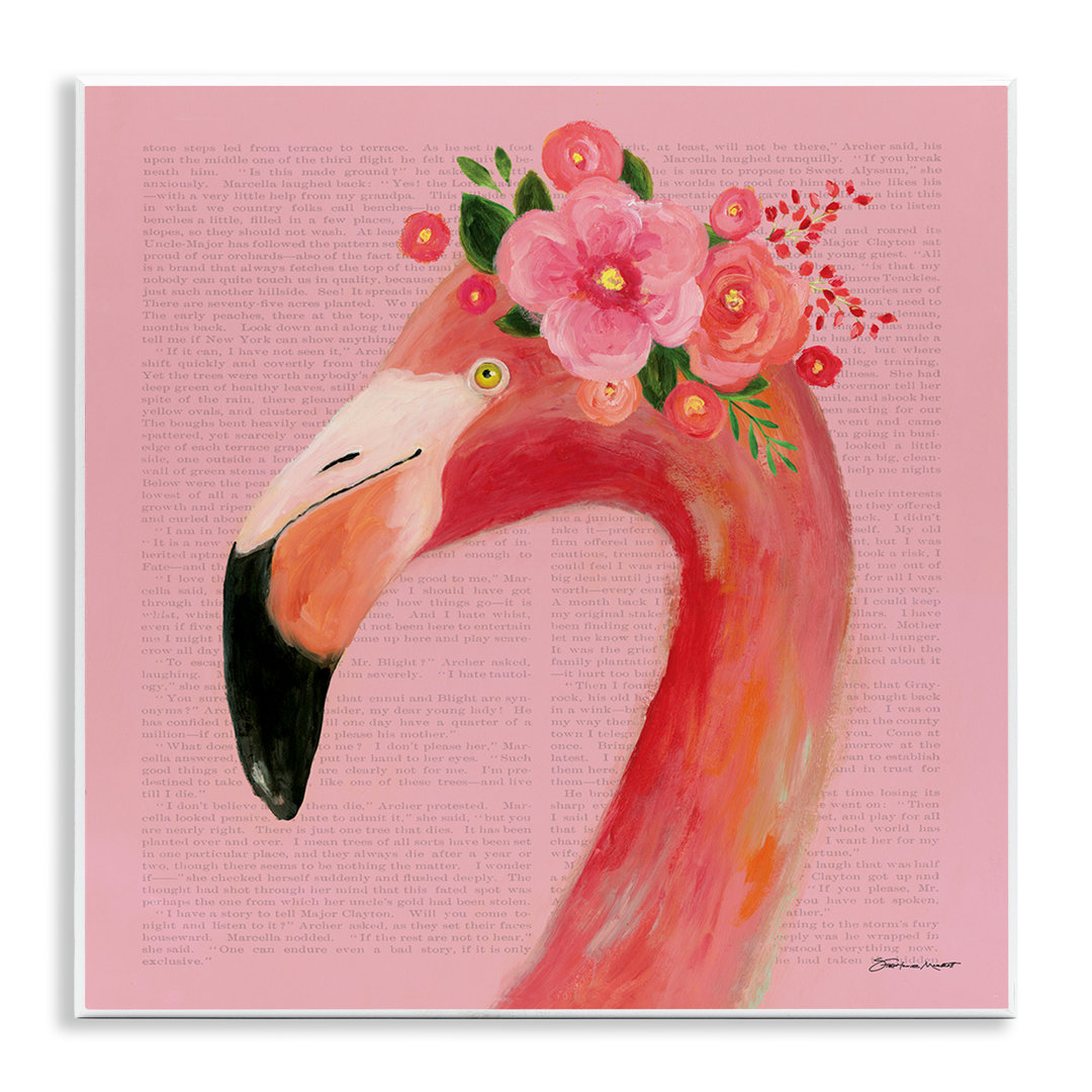 'Floral Flamingo Pink Portrait' Graphic Art Print Bay Isle Home™