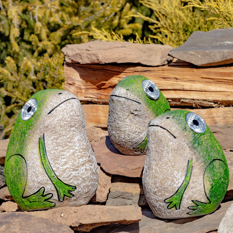 Grenouille solaire avec yeux lumineux (ensemble de 3)