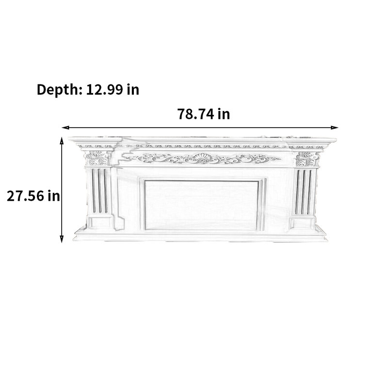 Foyer simple de style européen Euro-American, Ivoire ivoire, 78.74"