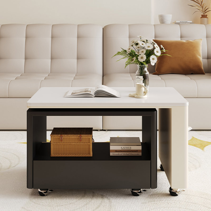 Table basse rétractable Modern, Blanc/Noir, Blanc/Noir