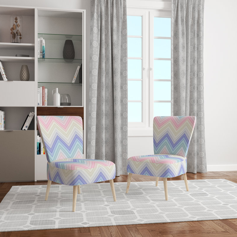 Chaise d'appoint rembourrée multicolore à motif de chevrons horizontaux