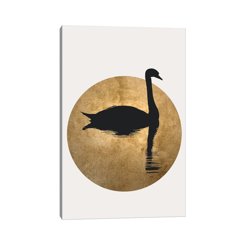 The Swan - Gold by Kubistika - Wrapped Canvas Print, 30.48 cm H x 45.72 cm W