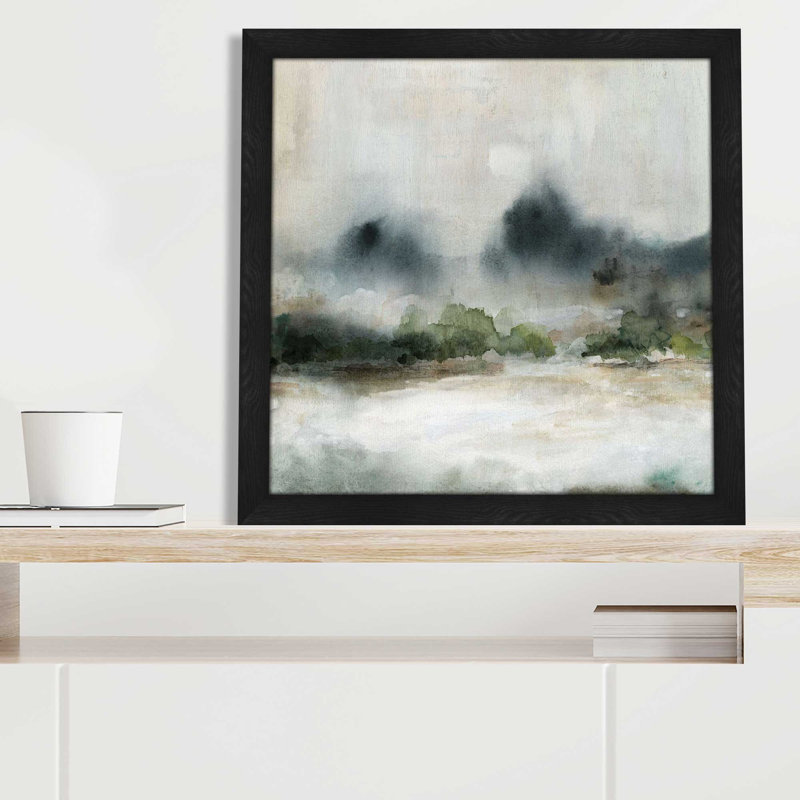 «Textured Rain II» par Carol Robinson - Peinture, L 25,5 po x H 25,5 po, Cadre noir
