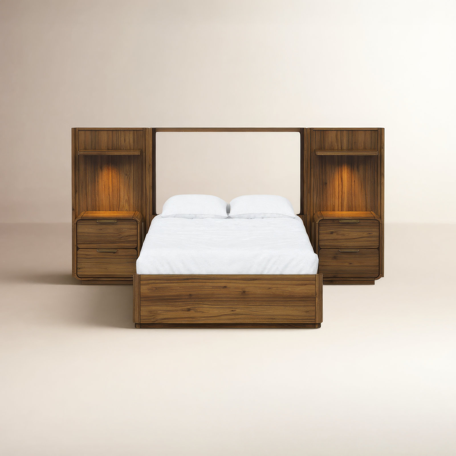 Esila Upholstered LED 3-Piece Bedroom Set, Carmel, Queen