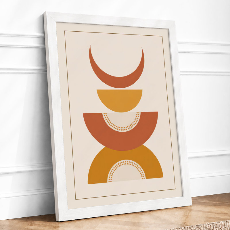 Stacked Geometry Mid-Century - Framed Print, A1 - 84.1 x 59.4 cm, White