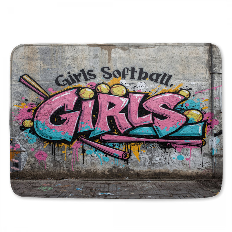 Tapis de bain filles Softball Graffiti, L 34 po x L 21 po