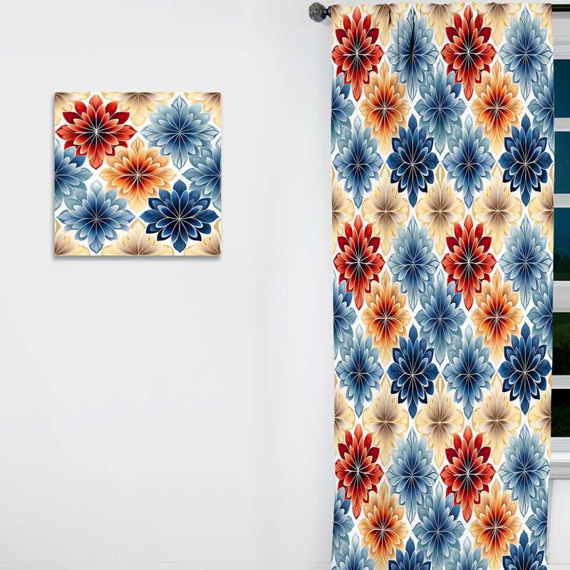 Motif floral marocain marocain - Rideau floral - Rideau floral obscurcissant - 1 panneau, L 52 po x L 84 po