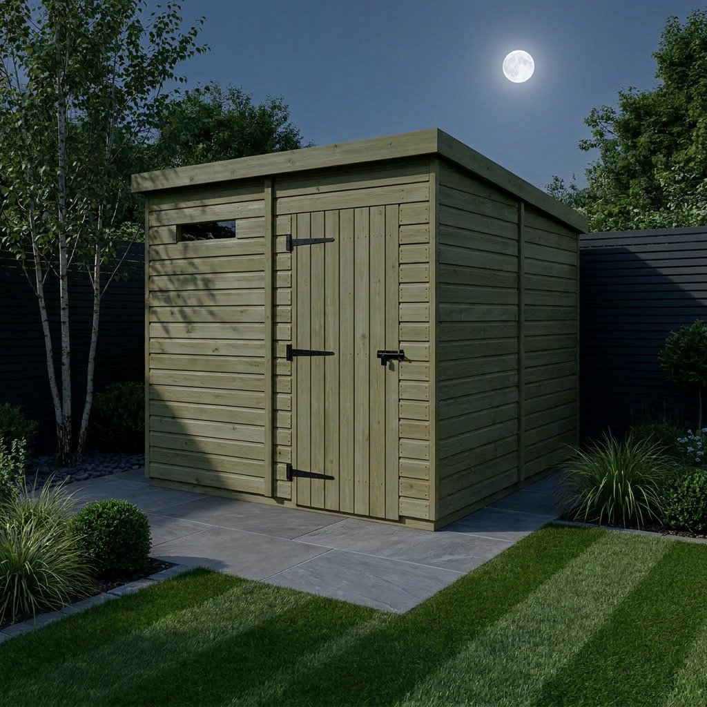 Total Sheds 7ft x 8ft Security Pent Shed - Heavy-Duty Hasp Staple Anti-Tamper - Pressure Treated Timber - UK Manufactured