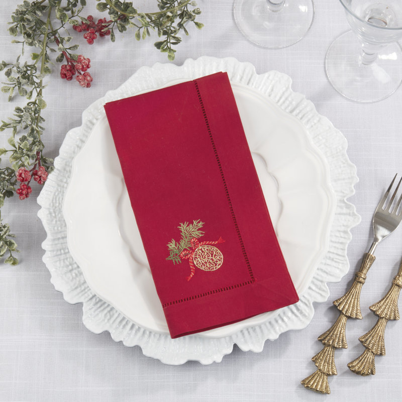 Embr'D Ornament Hemstitch Napkin (Set of 6)