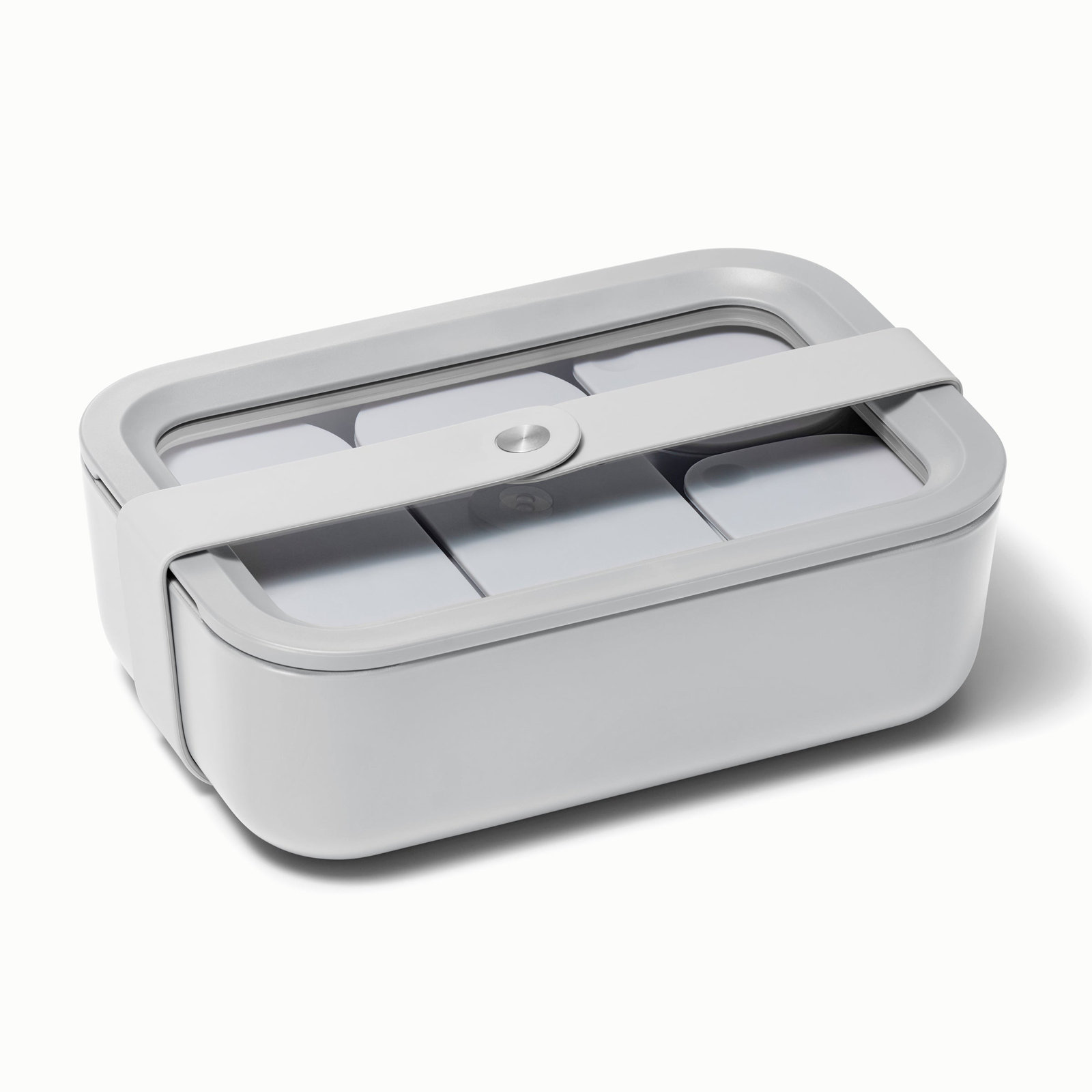 Caraway 6.6 Cup Glass Food Container Rectangular Shape W/ Lid, Gray