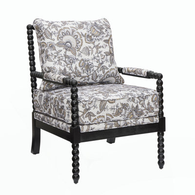 Upholstered Spool Accent Chair with Turned Wood Frame