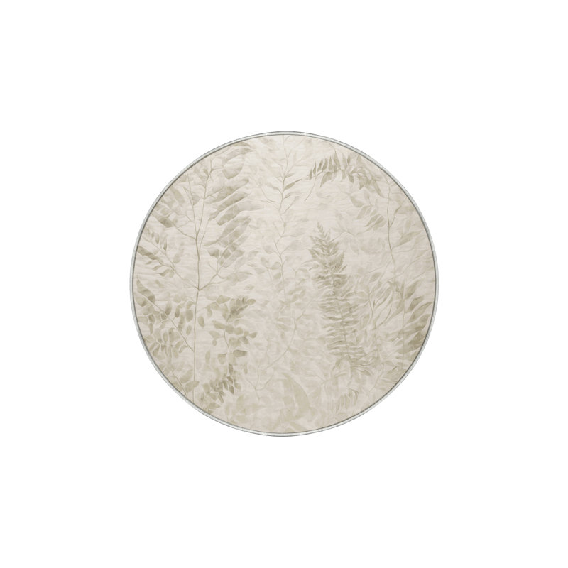 Tapis beige lavable à la machine, Rond 5 pi