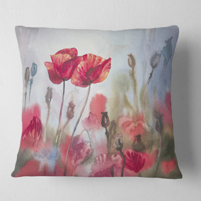 Blossoming Poppies in the Meadow Square Pillow Cover & Insert