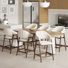 Tabouret de bar rembourré en bois massif