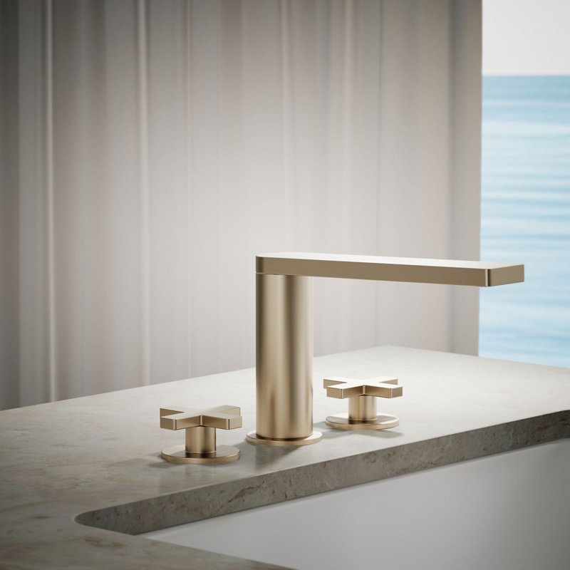 Composed Deck-Mount Bath Faucet With Cross Handles, Vibrant Brushed Bronze