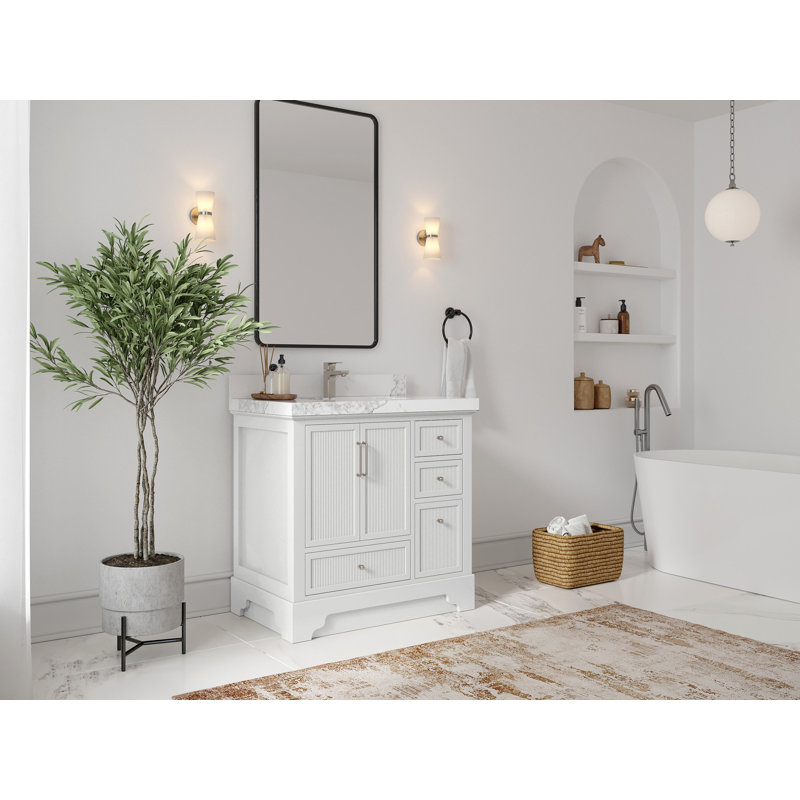 Alys 36'' Single Bathroom Vanity with Top, Carrara Marble