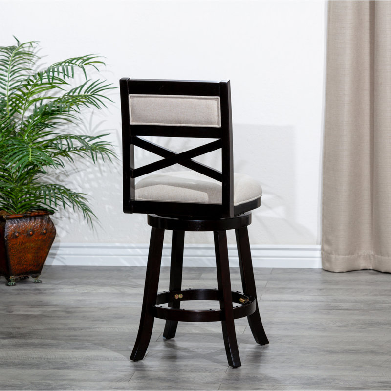 Beige Fabric 24" Counter Height Swivel Stool With Stable Frame And Seat - Long-Lasting Comfort, Beige/Black
