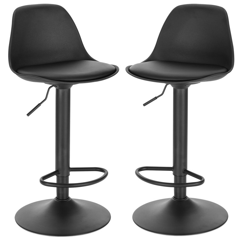 Rikard Swivel Upholstered Adjustable Height Counter Stool, Black