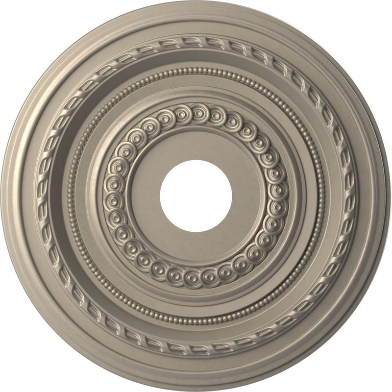 Médaillon Cole en PVC thermoformé pour plafond, Argent métallique métallique, H 13 po x l 13 po x P 0,75 po