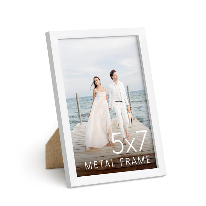 Cadre photo en métal, Blanc, L 5 po x H 7 po
