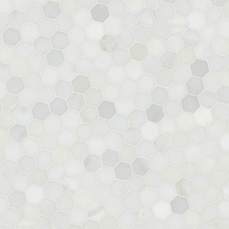 Hexagon 12 in. x 12 in. Polished Marble Mosaic Floor and Wall Tile