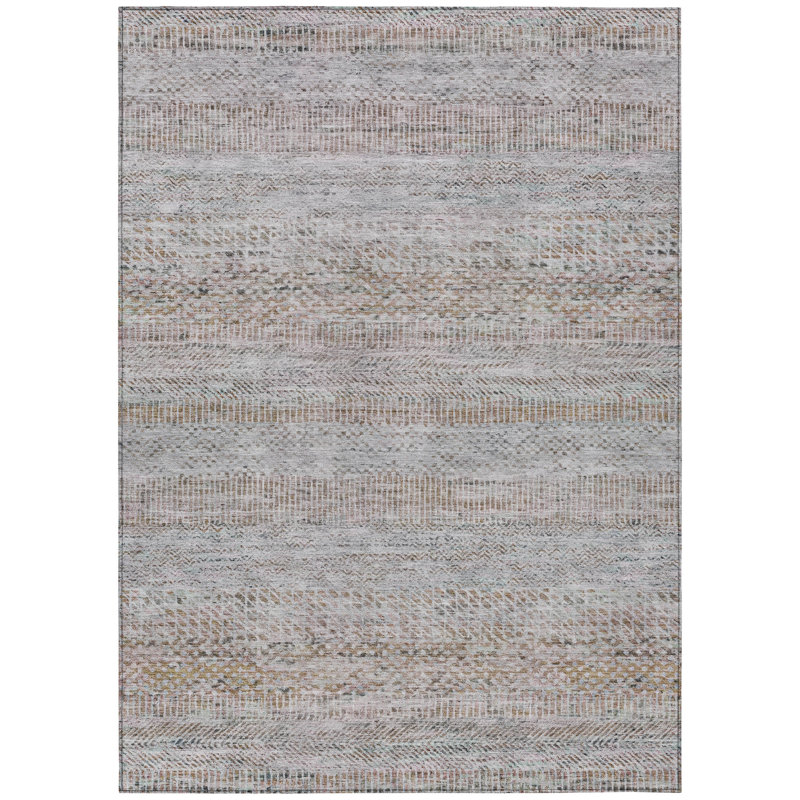 Viviennea Ivory Washable Indoor-Outdoor Rug - LOOMLAN, 9' x 12'